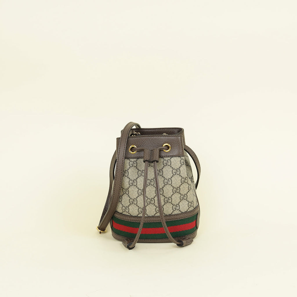 Gucci Bicolor GG Supreme Ophidia Mini Bucket Bag