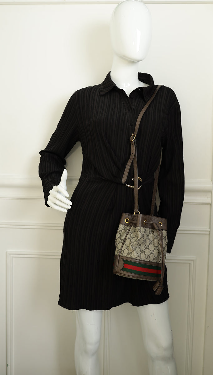 Gucci Bicolor GG Supreme Ophidia Mini Bucket Bag