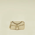Gucci Beige Natural GG Marmont Raffia Python Medium Shoulder Bag