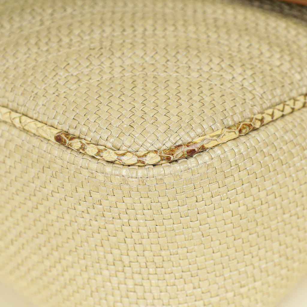 Gucci Beige Natural GG Marmont Raffia Python Medium Shoulder Bag