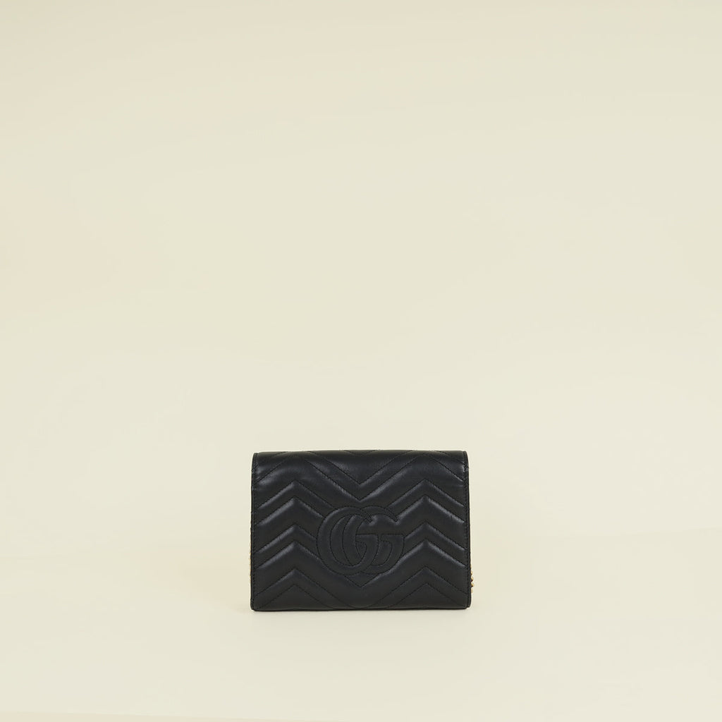 Gucci Black GG Marmont Wallet on Chain
