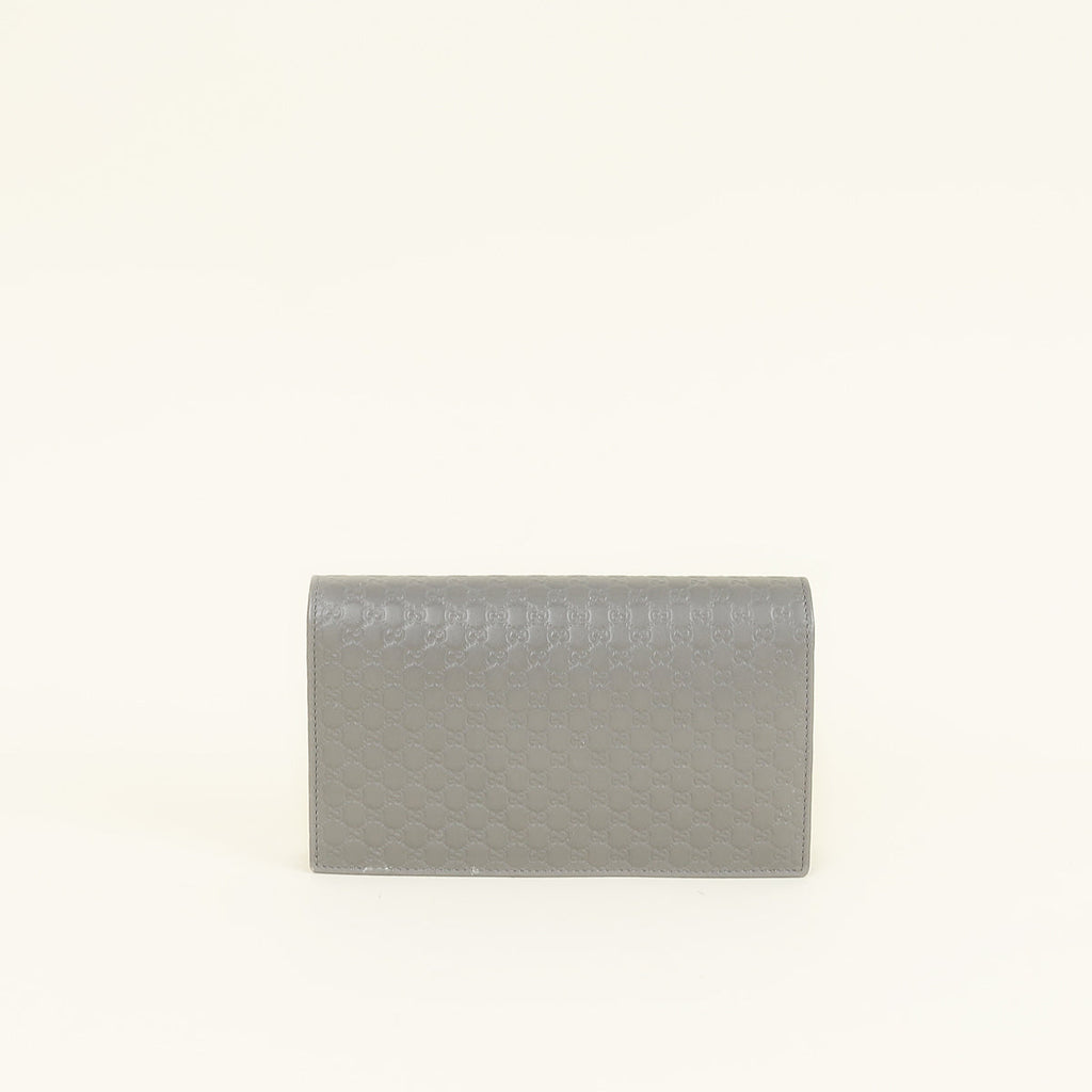 Gucci Grey GG Micro Guccissima Strap Wallet