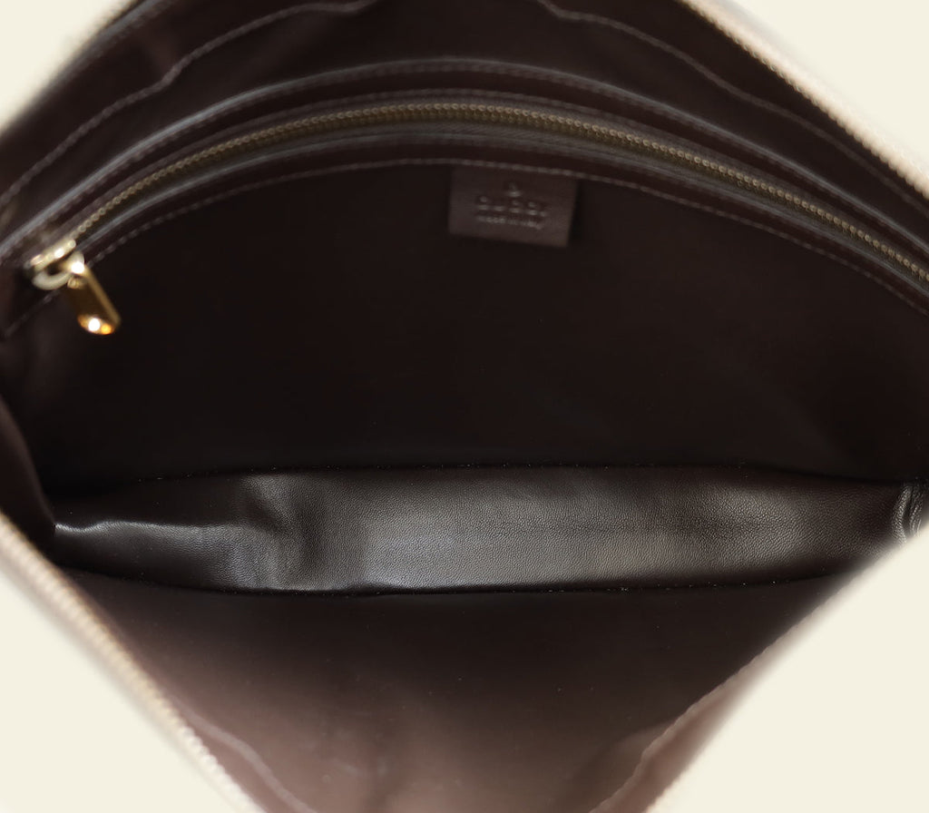 Gucci Beige GG Python Web Wristlet Zip Pouch Bag