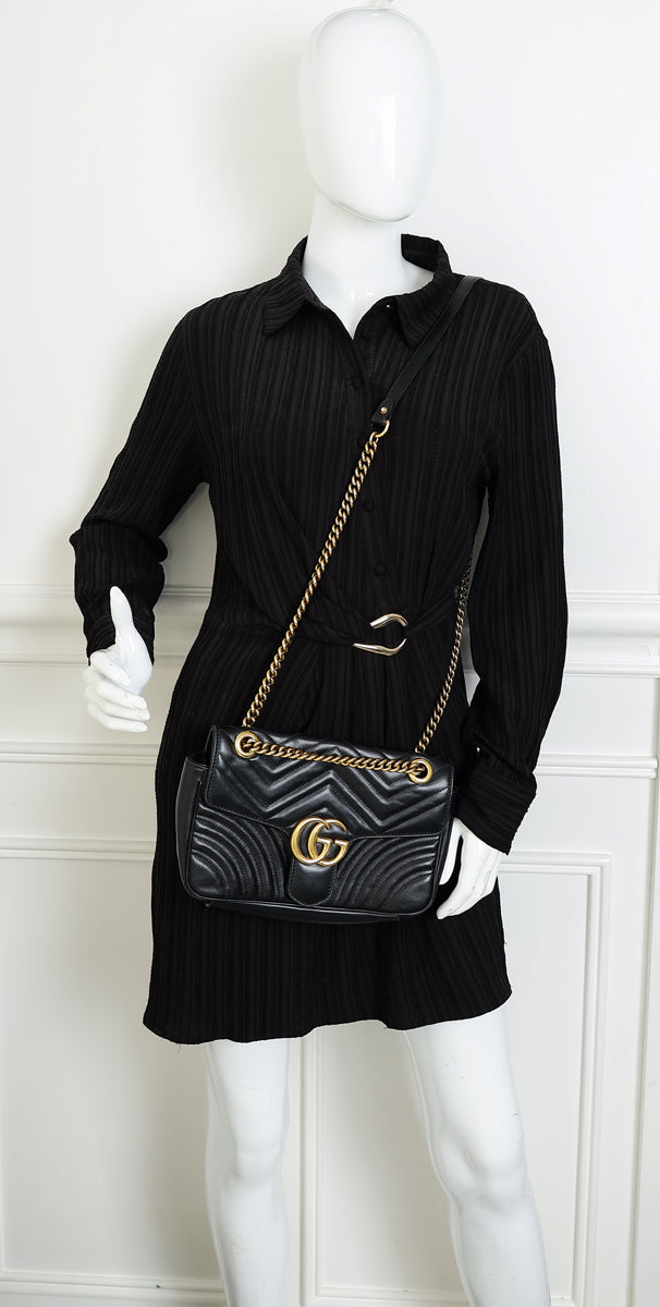 Gucci Black GG Marmont Matelasse Medium Shoulder Bag