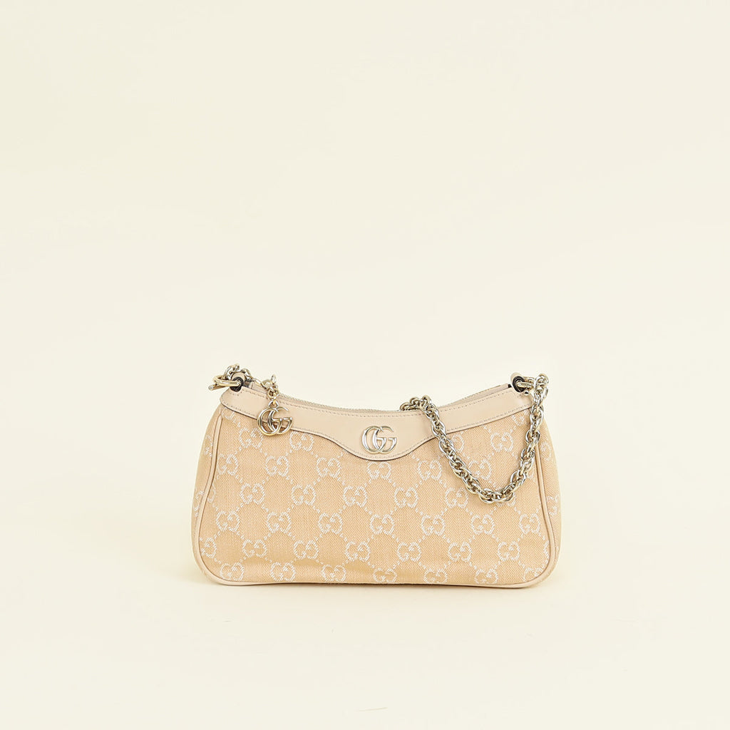 Gucci Beige GG Ophidia Denim Small Shoulder Bag