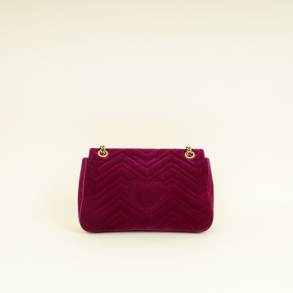 Gucci Violet GG Marmont Velvet Large Shoulder Bag