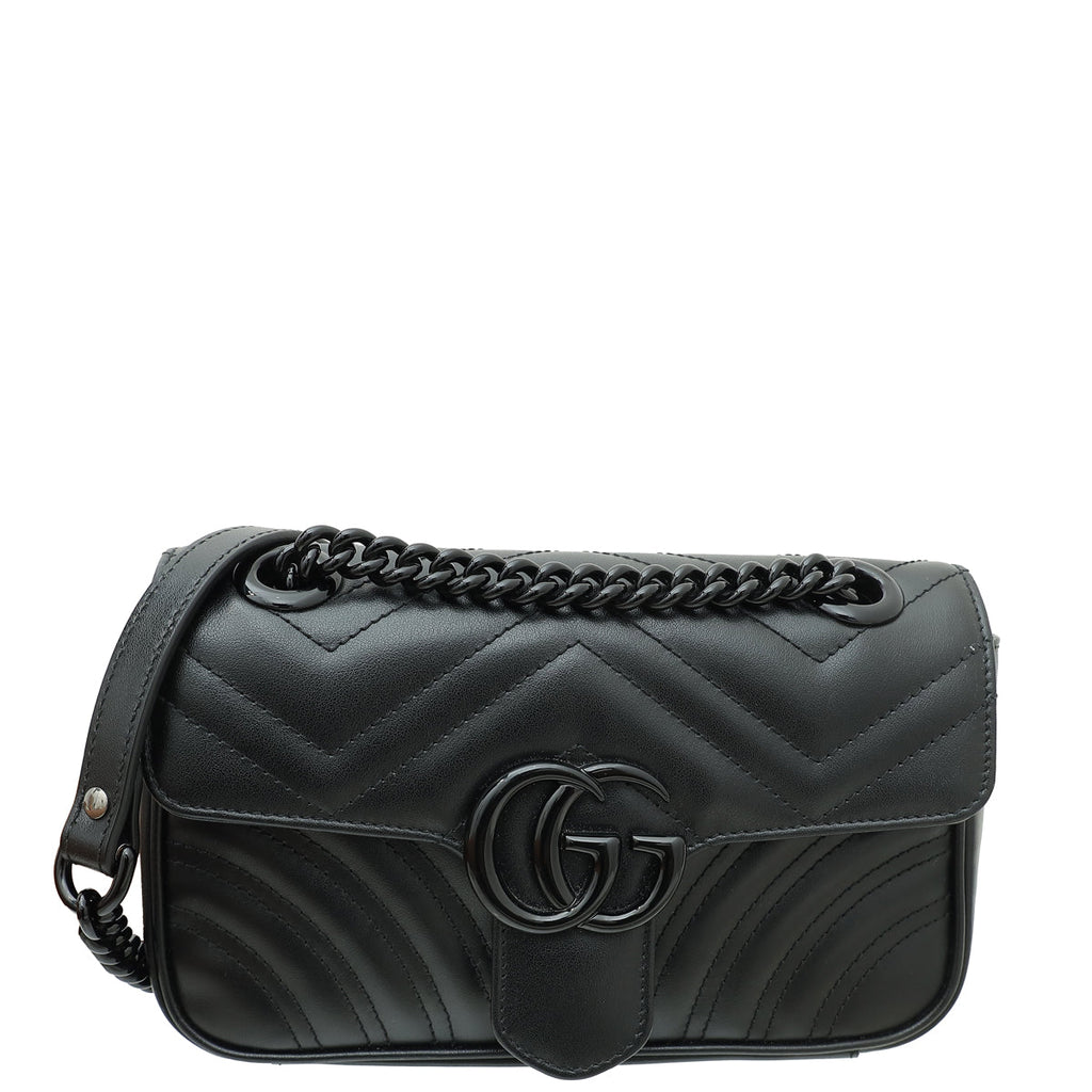 Gucci So Black GG Marmont Mini Shoulder Bag