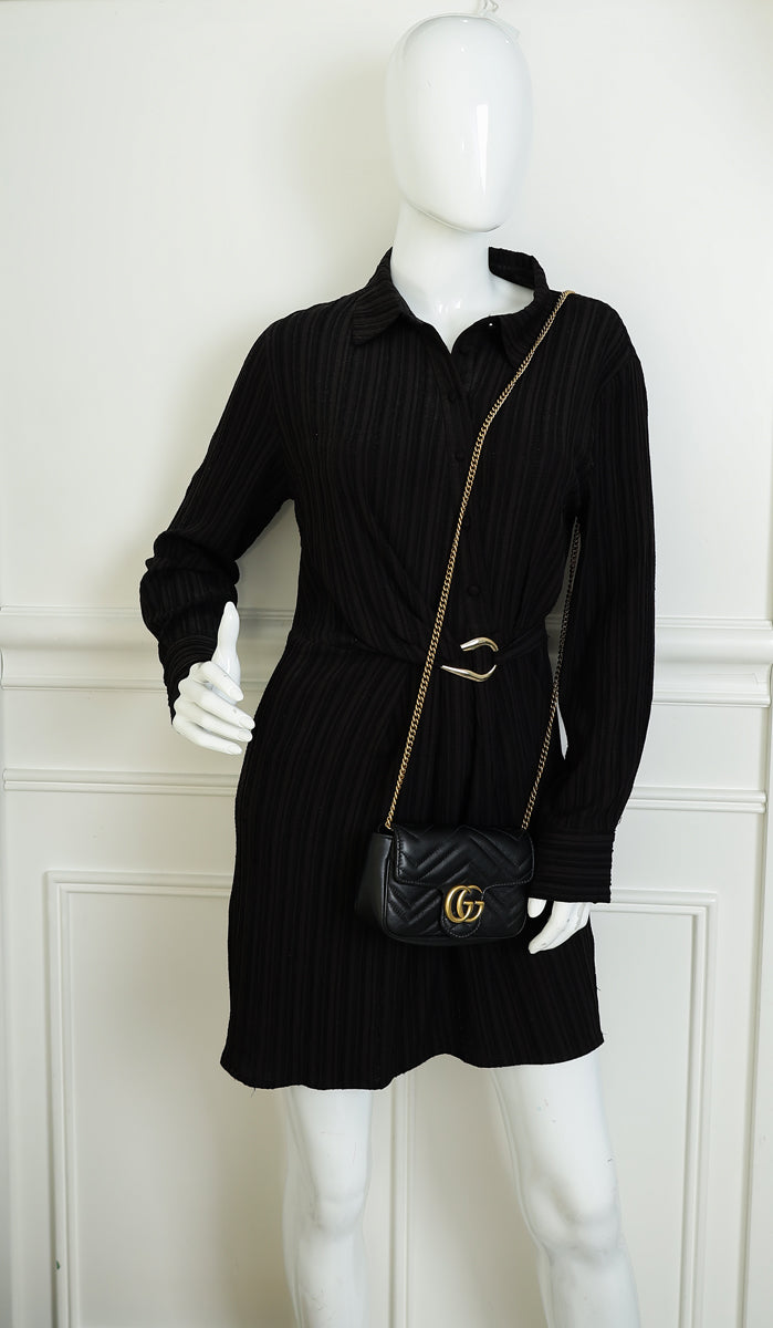 Gucci Black GG Marmont Matelasse Mini Shoulder Bag
