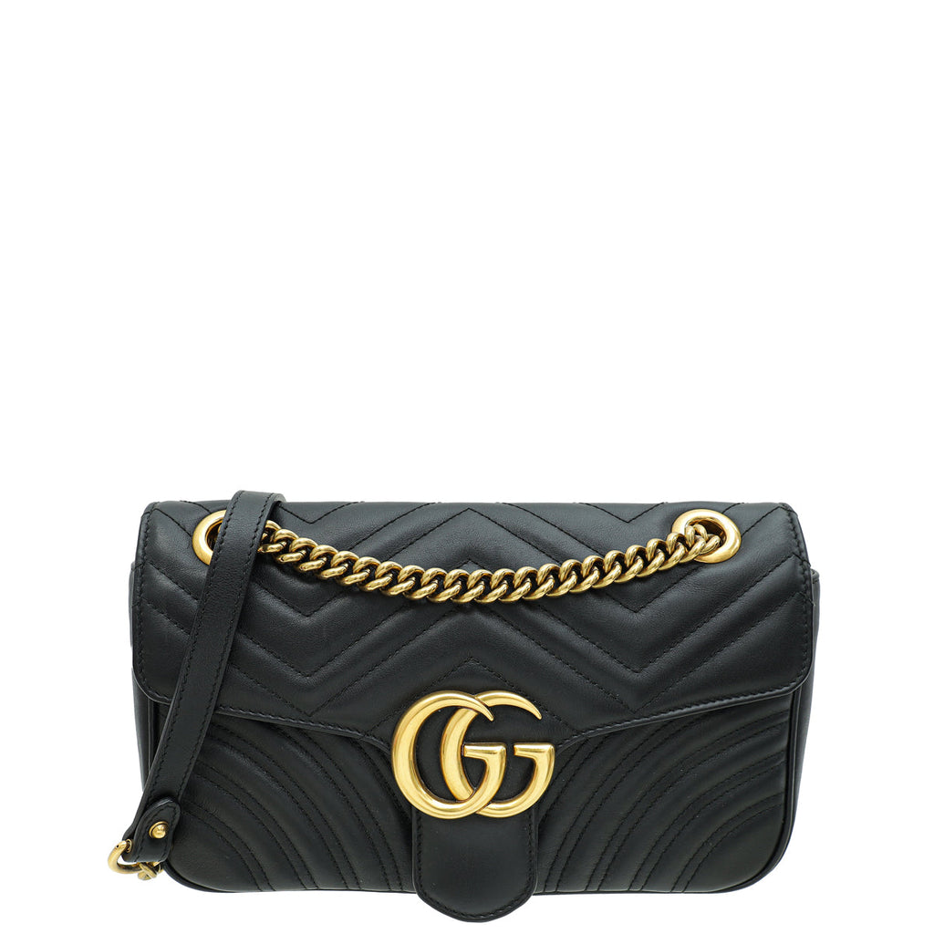 Gucci Black GG Marmont Matelasse Small Shoulder Bag