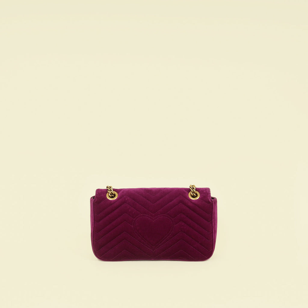 Gucci Violet GG Marmont Velvet Medium Shoulder Bag