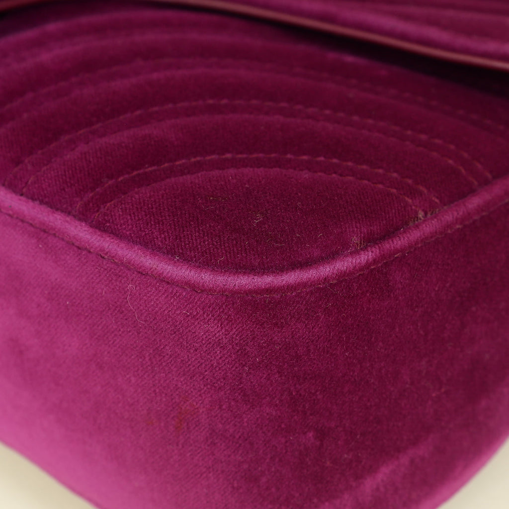 Gucci Violet GG Marmont Velvet Medium Shoulder Bag