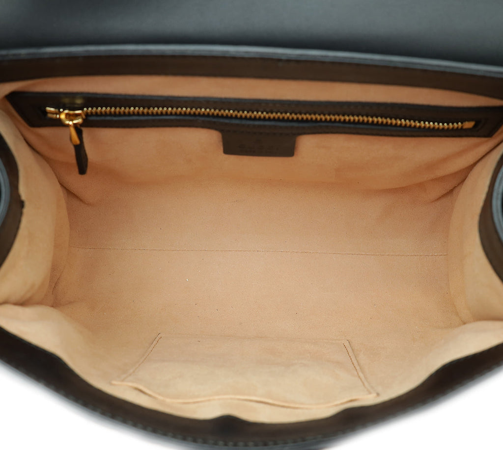 Gucci Black GG Guccissima Padlock Top Handle Small Bag