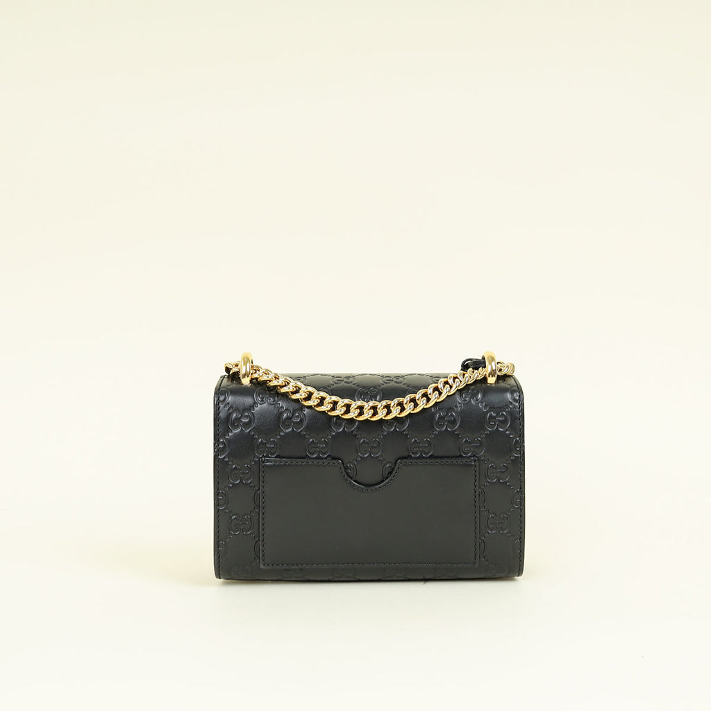 Gucci Black GG Guccissima Padlock Small Shoulder Bag
