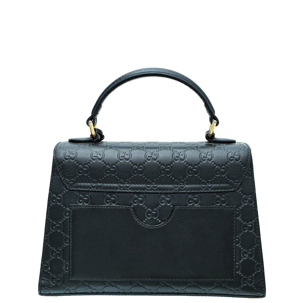 Gucci Black Guccissima Padlock Top Handle Small Bag