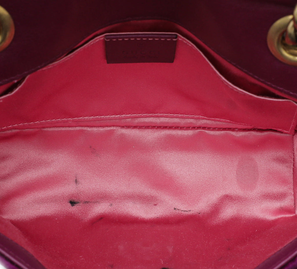 Gucci Violet Velvet GG Marmont Mini Bag