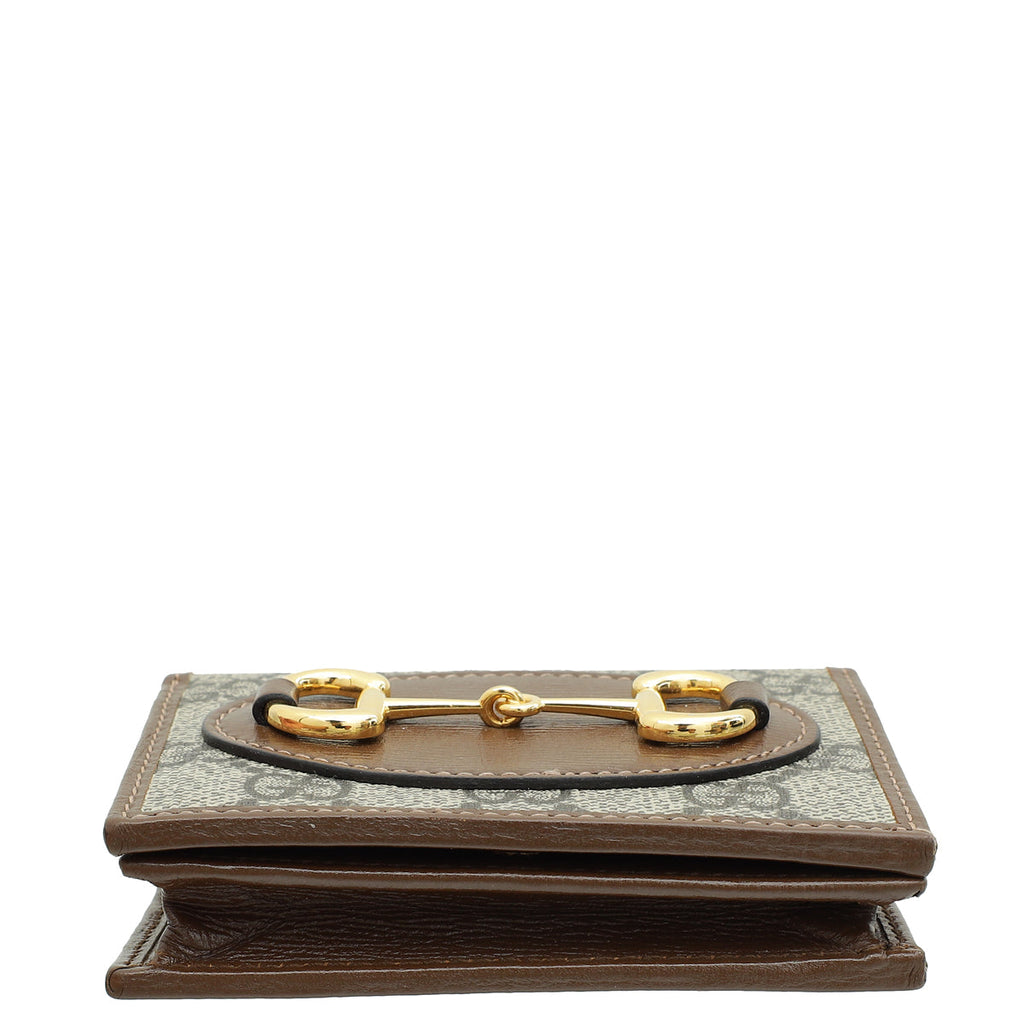 Gucci Ebony 1955 Horsebit Card Case Chain Walle
