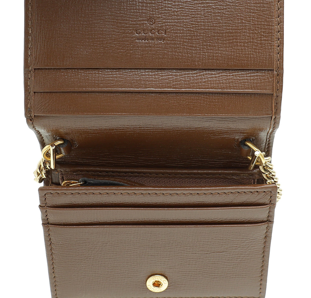 Gucci Ebony 1955 Horsebit Card Case Chain Walle