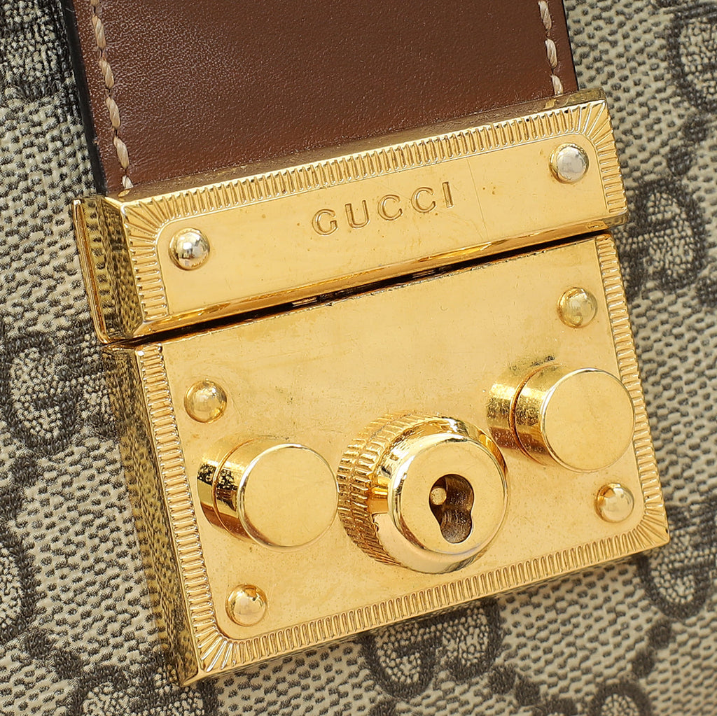Gucci Ebony GG Supreme Padlock Small Tote Bag