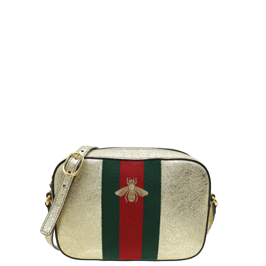 Gucci Gold Webby Bee Camera Shoulder Bag