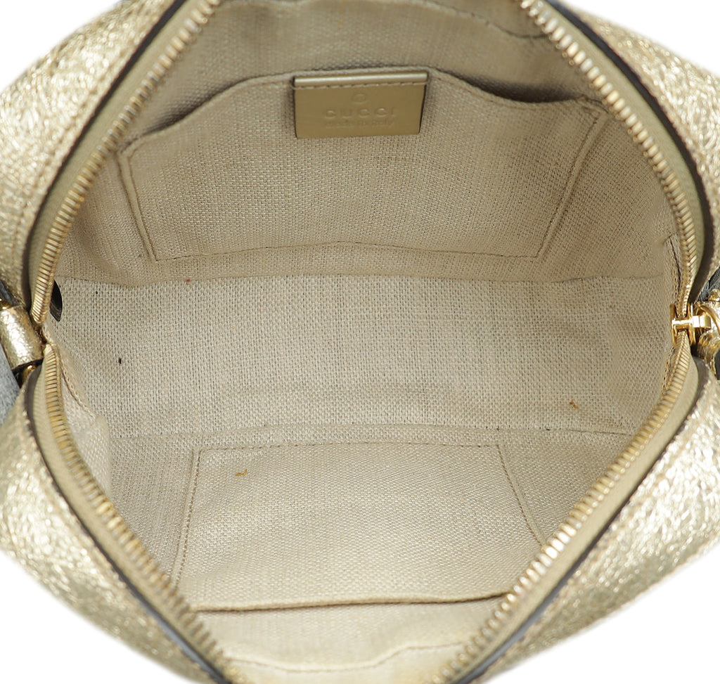 Gucci Gold Webby Bee Camera Shoulder Bag