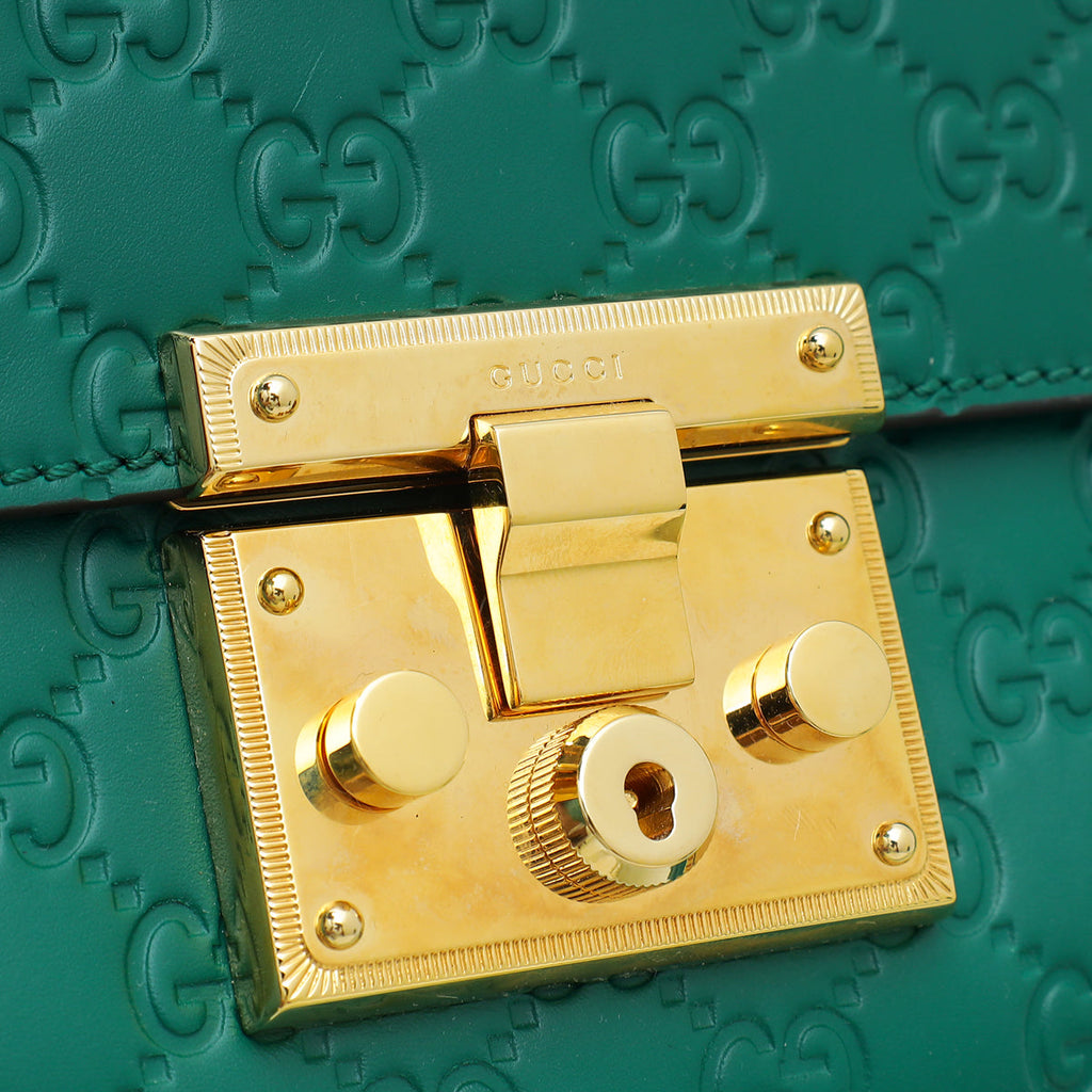 Gucci Green GG Guccissima Padlock Medium Shoulder Bag