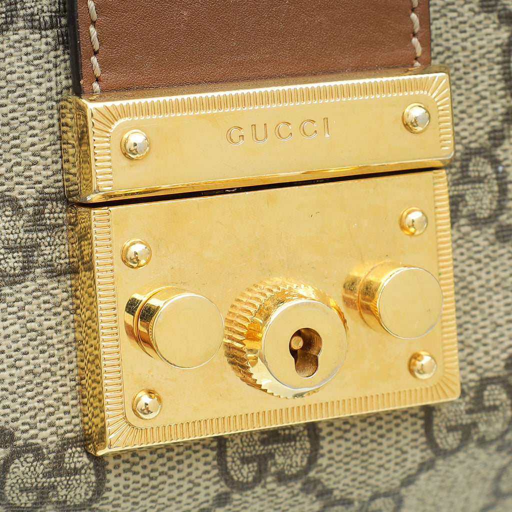 Gucci Bicolor GG Supreme Padlock Tote Small Bag