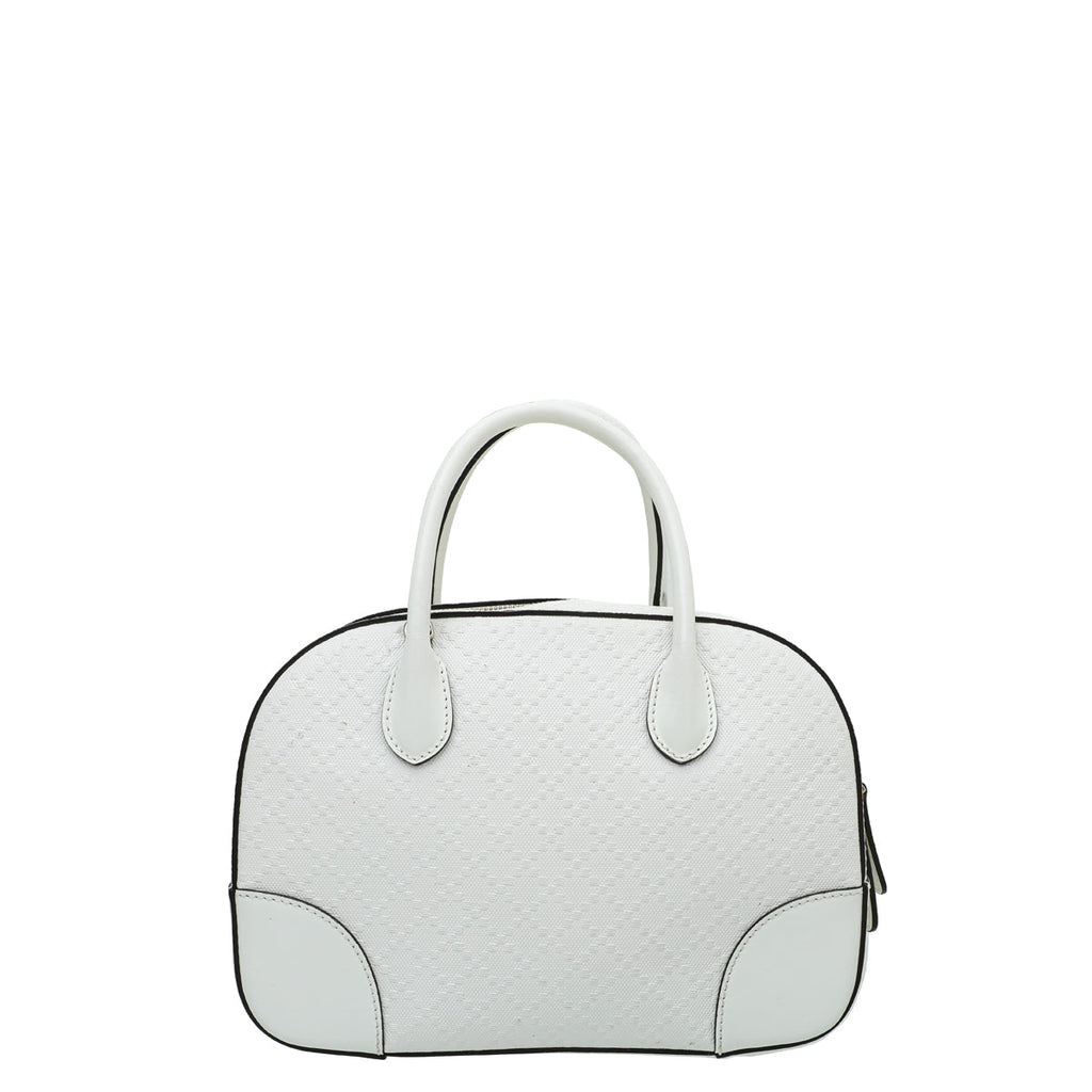 Gucci White Bright Diamante Textured Top Handle Bag