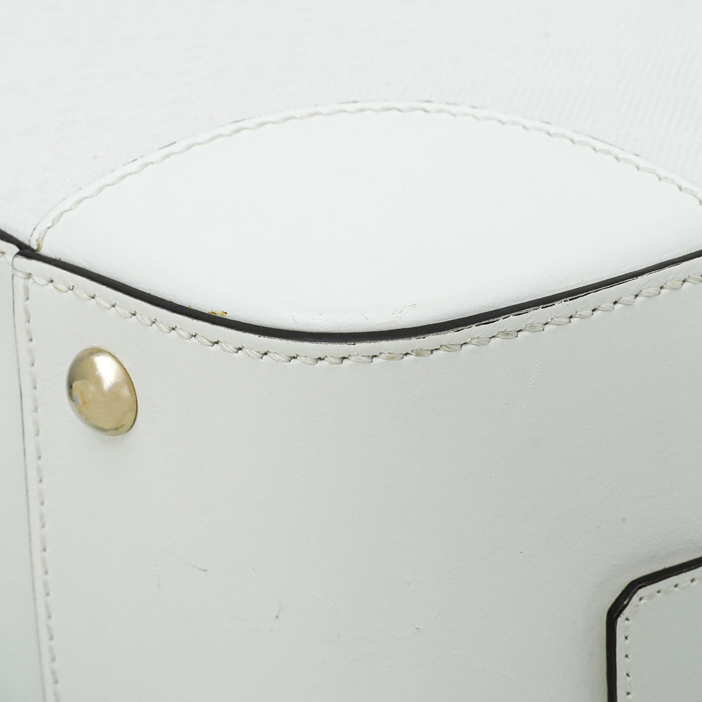 Gucci White Bright Diamante Textured Top Handle Bag