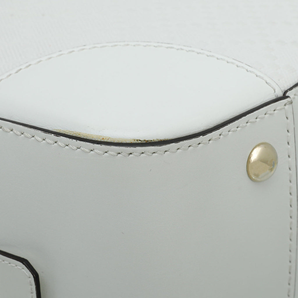 Gucci White Bright Diamante Textured Top Handle Bag