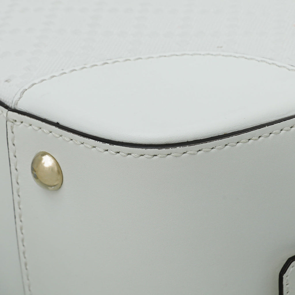Gucci White Bright Diamante Textured Top Handle Bag