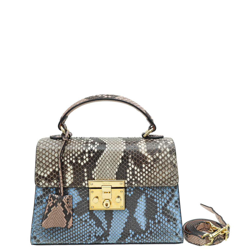 Gucci Multicolor Python Padlock Small Top Handle Bag