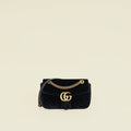 Gucci Black Velvet GG Marmont Medium Shoulder Bag