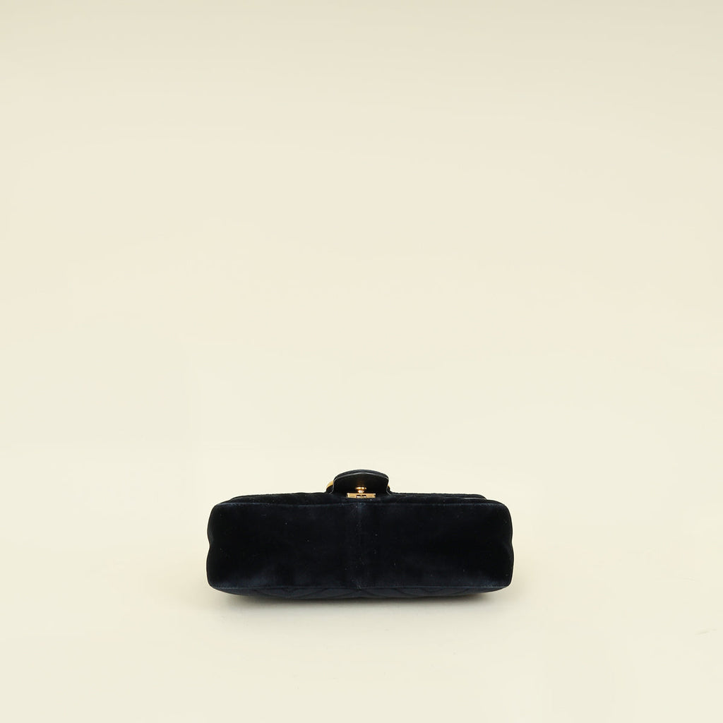 Gucci Black Velvet GG Marmont Medium Shoulder Bag