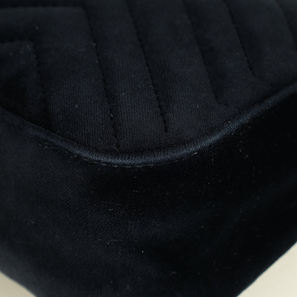 Gucci Black Velvet GG Marmont Medium Shoulder Bag