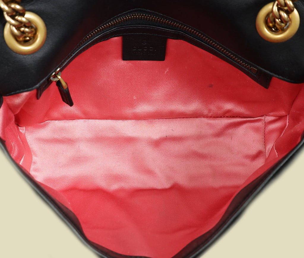 Gucci Black Velvet GG Marmont Medium Shoulder Bag