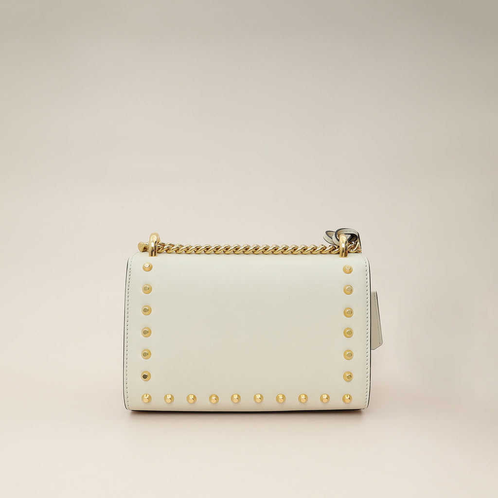 Gucci White Padlock Pearl Studs Small Shoulder Bag