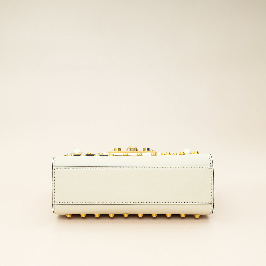 Gucci White Padlock Pearl Studs Small Shoulder Bag