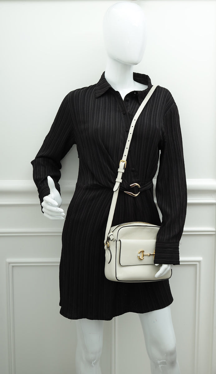 Gucci White Horsebit 1955 Small Shoulder Bag