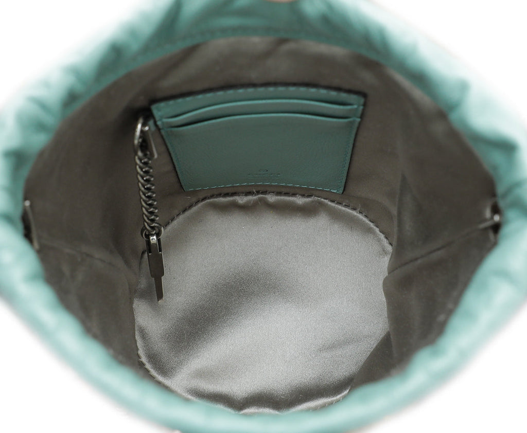 Gucci Mint Green GG Marmont Mini Sequin Bucket Bag