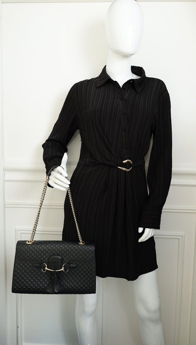 Gucci Black Microguccissima Emily Medium Bag