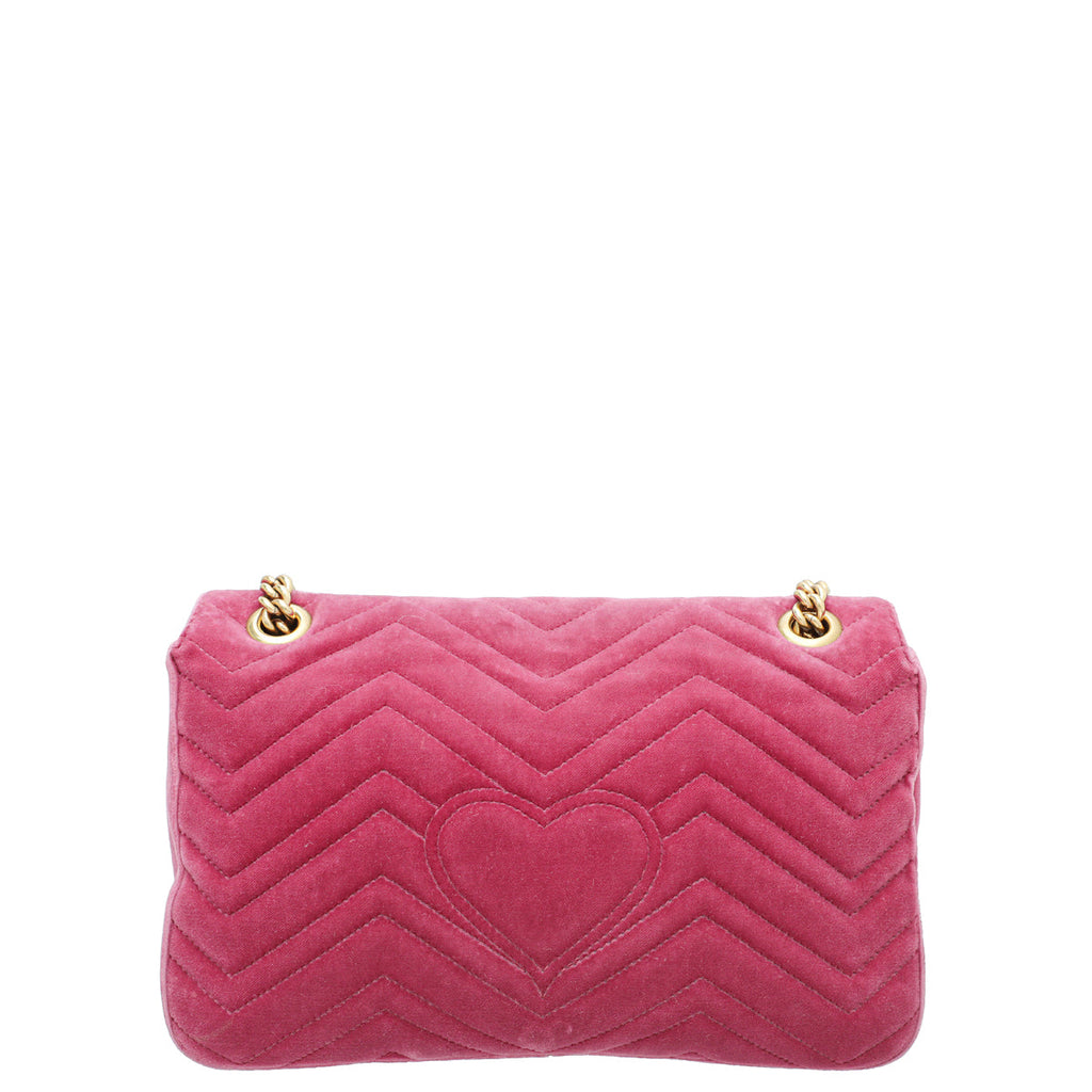 Gucci Pink GG Velvet Marmont Blind For Love Medium Bag