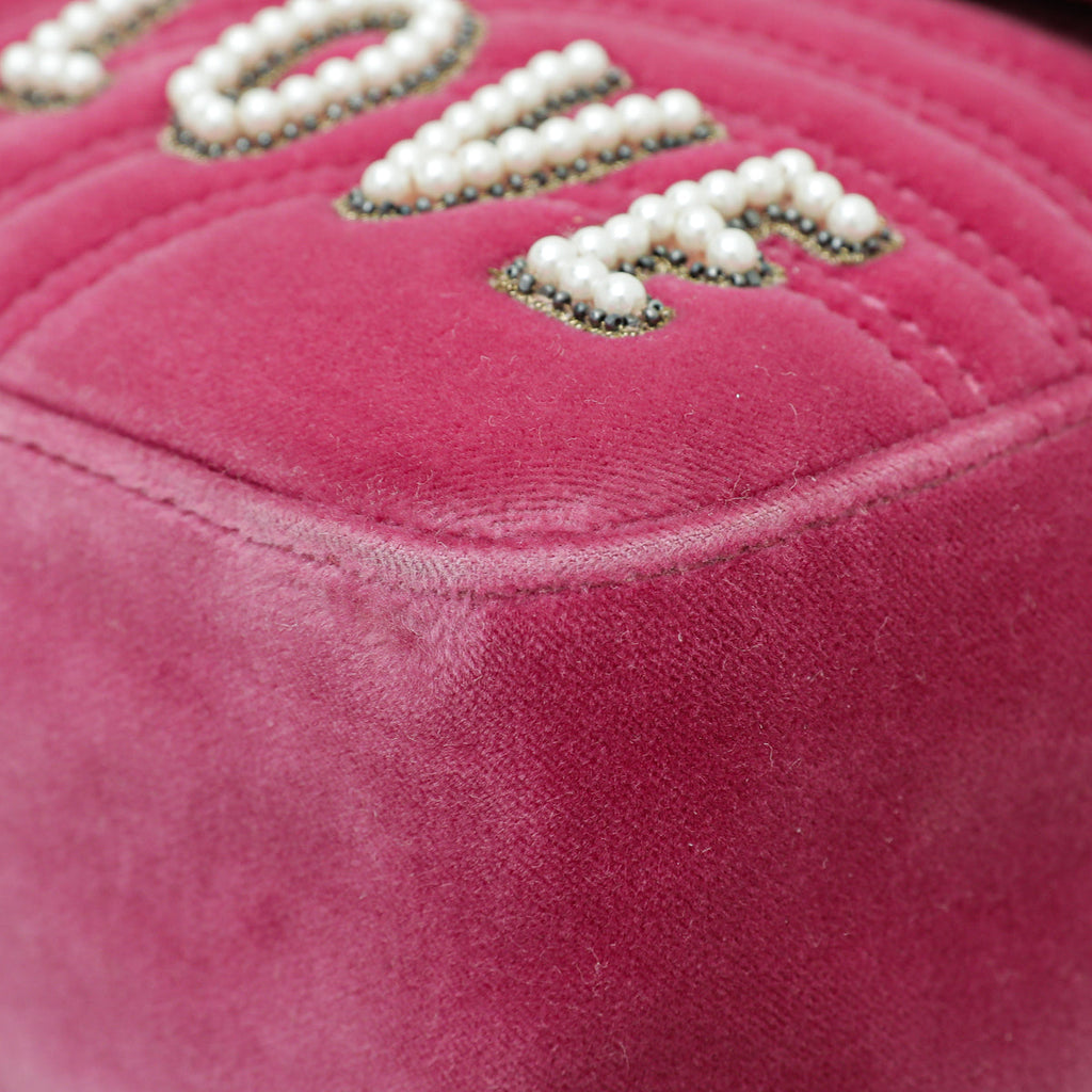 Gucci Pink GG Velvet Marmont Blind For Love Medium Bag