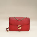 Gucci Red Interlocking G Flap Medium Shoulder Bag