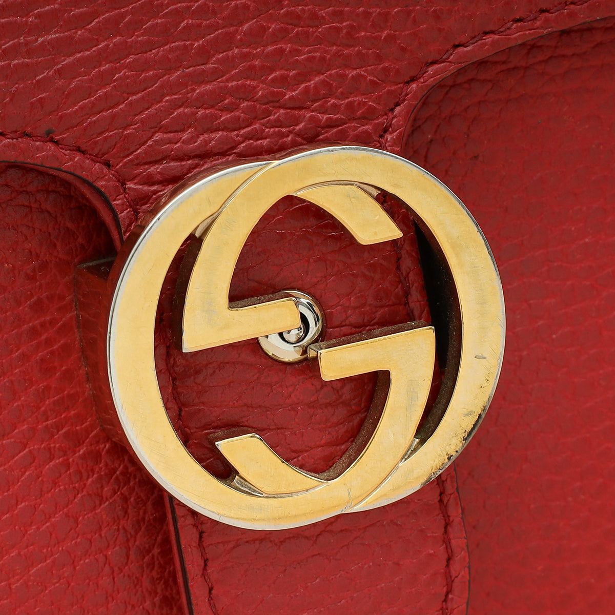 Gucci Red Interlocking G Flap Medium Shoulder Bag