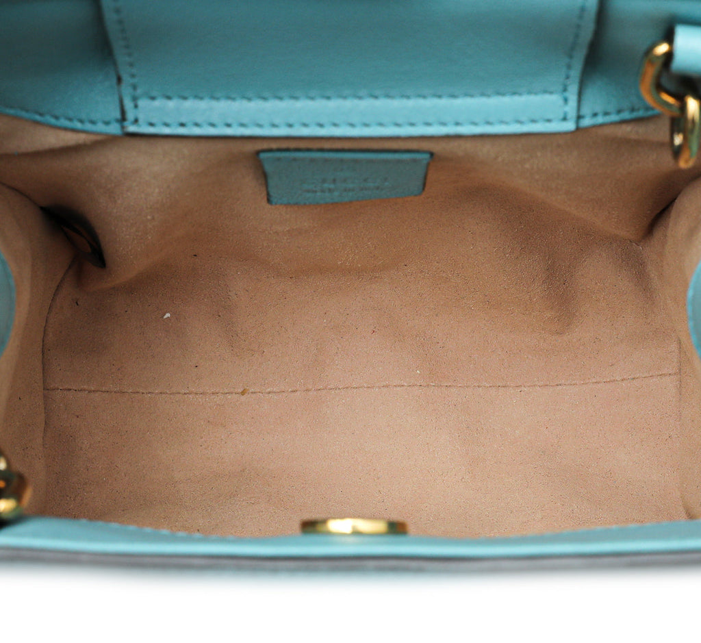 Gucci Light Teal Blue Diana Mini Tote Bag