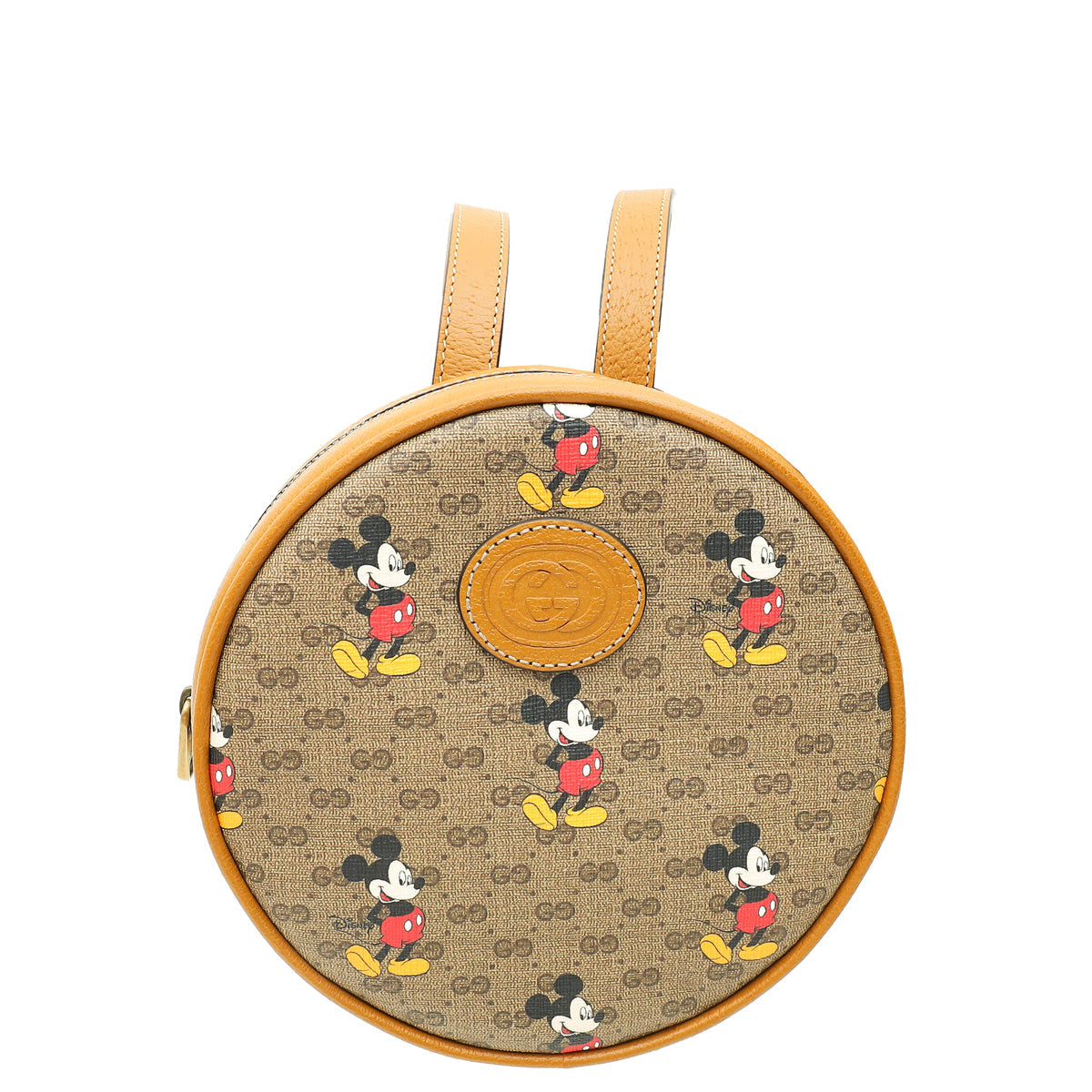 Gucci x Disney Beige Vintage GG Supreme Mickey Mouse Round Backpack Bag