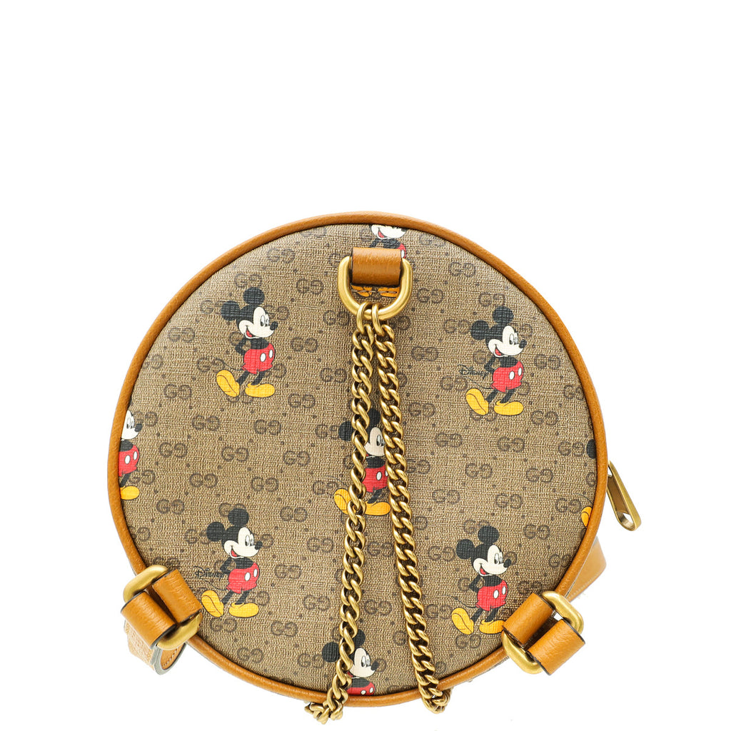 Gucci x Disney Beige Vintage GG Supreme Mickey Mouse Round Backpack Bag