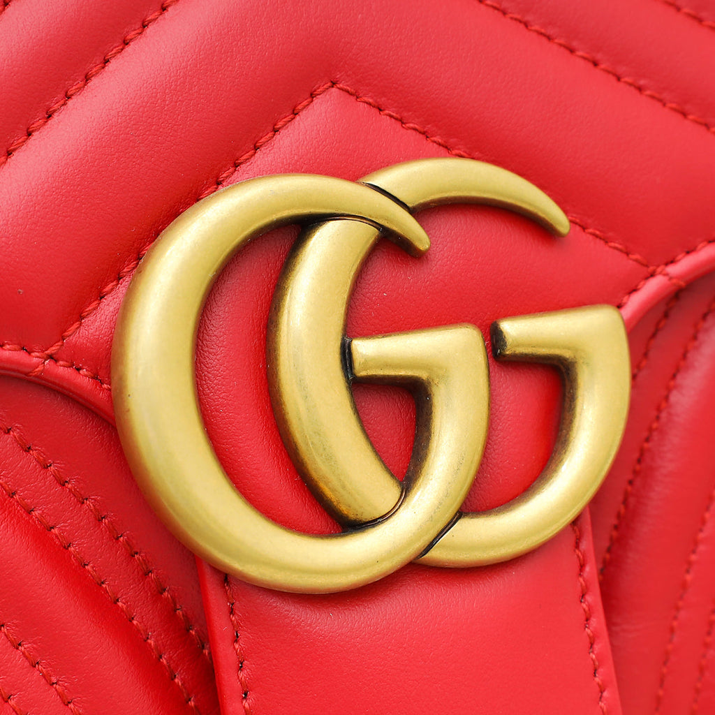 Gucci Red GG Marmont Matelasse Small Shoulder Bag