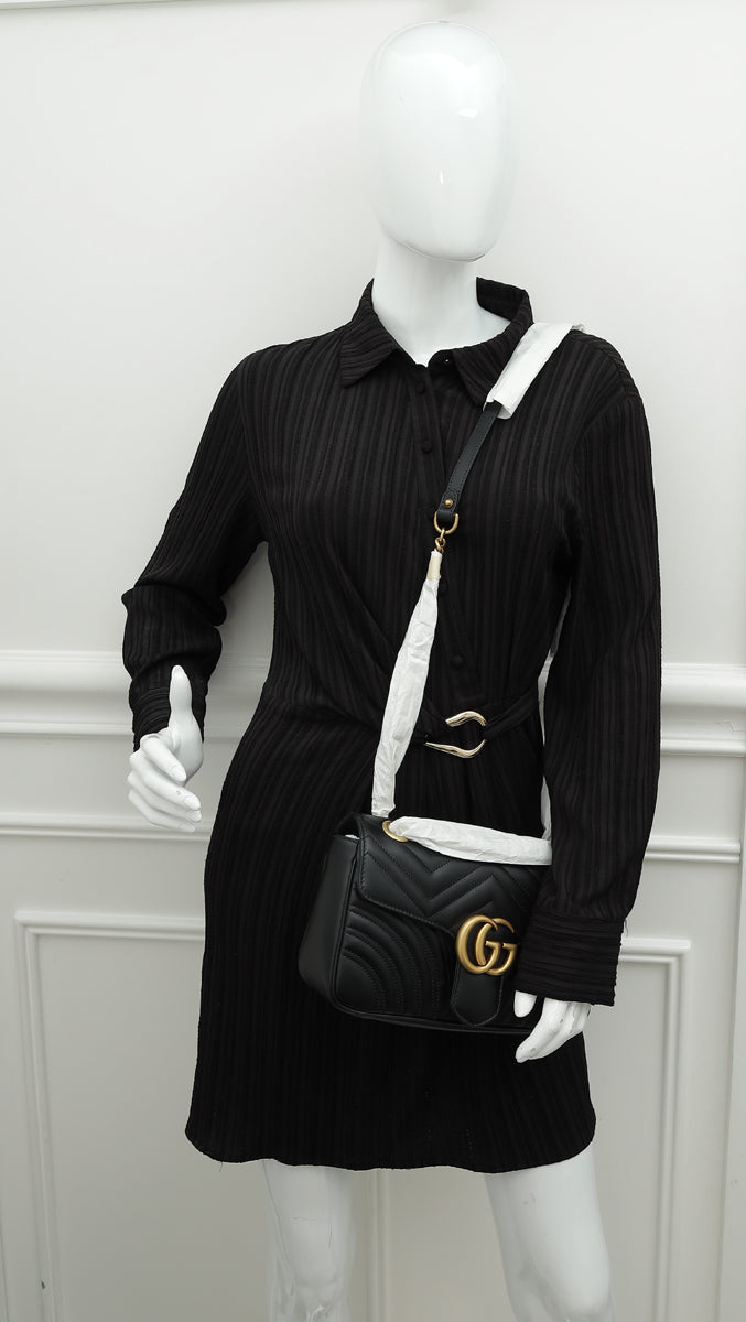 Gucci Black GG Marmont Matelasse Small Bag