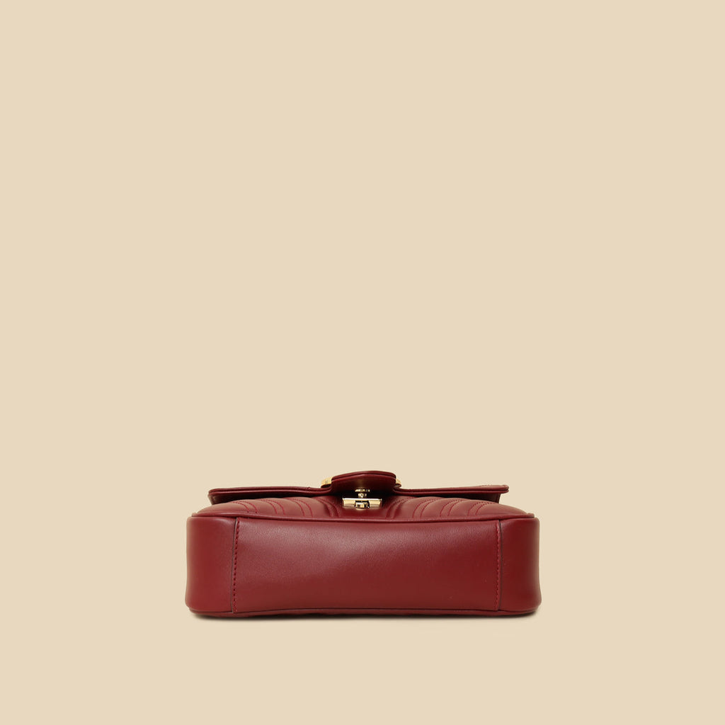 Gucci Burgundy GG Marmont Small Shoulder Bag